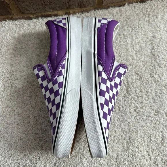 Vans Classic Slip On Theory Checkerboard Purple Sneakers - Picture 4 of 10